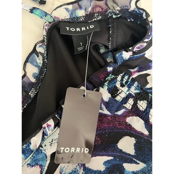 Torrid Mini Ruffle Trim Dress Chiffon Floral Multi-Color Plus Size 1X NWT - Picture 9 of 12